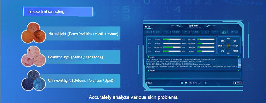 Face Camera Skin Analyzer Smart Ice Blue Rospure skin monitoring and management system