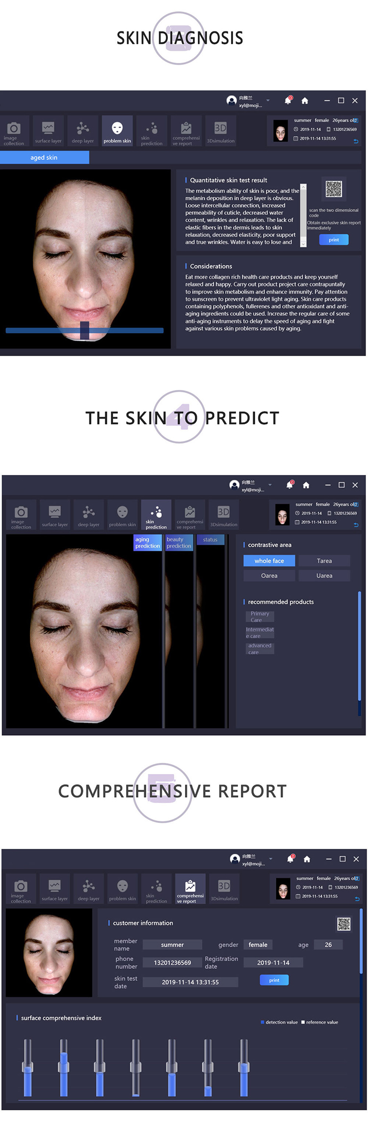 3D Face Camera Skin Analyzer Machine