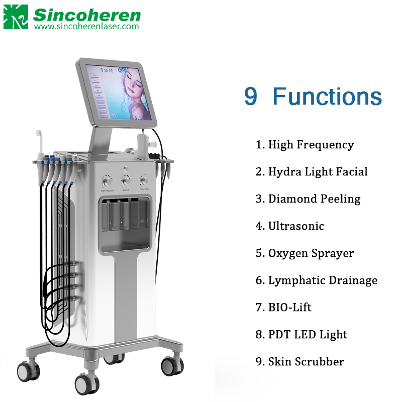 Sincoheren Hydra dermabrasion machine 9 in 1 facial oxygen jet dermabrasion aquafacial hydrabeauty