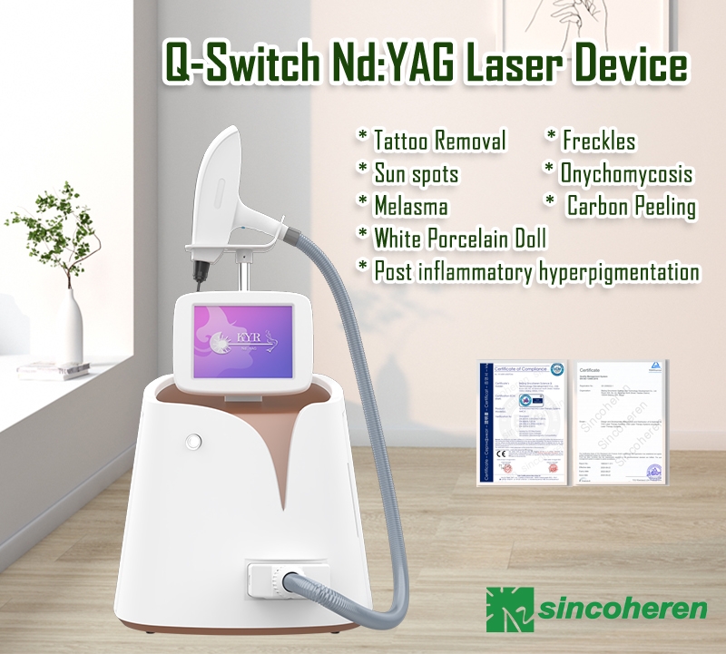 New Portable Q-Switche Nd Yag Laser Pigment Removal Machine