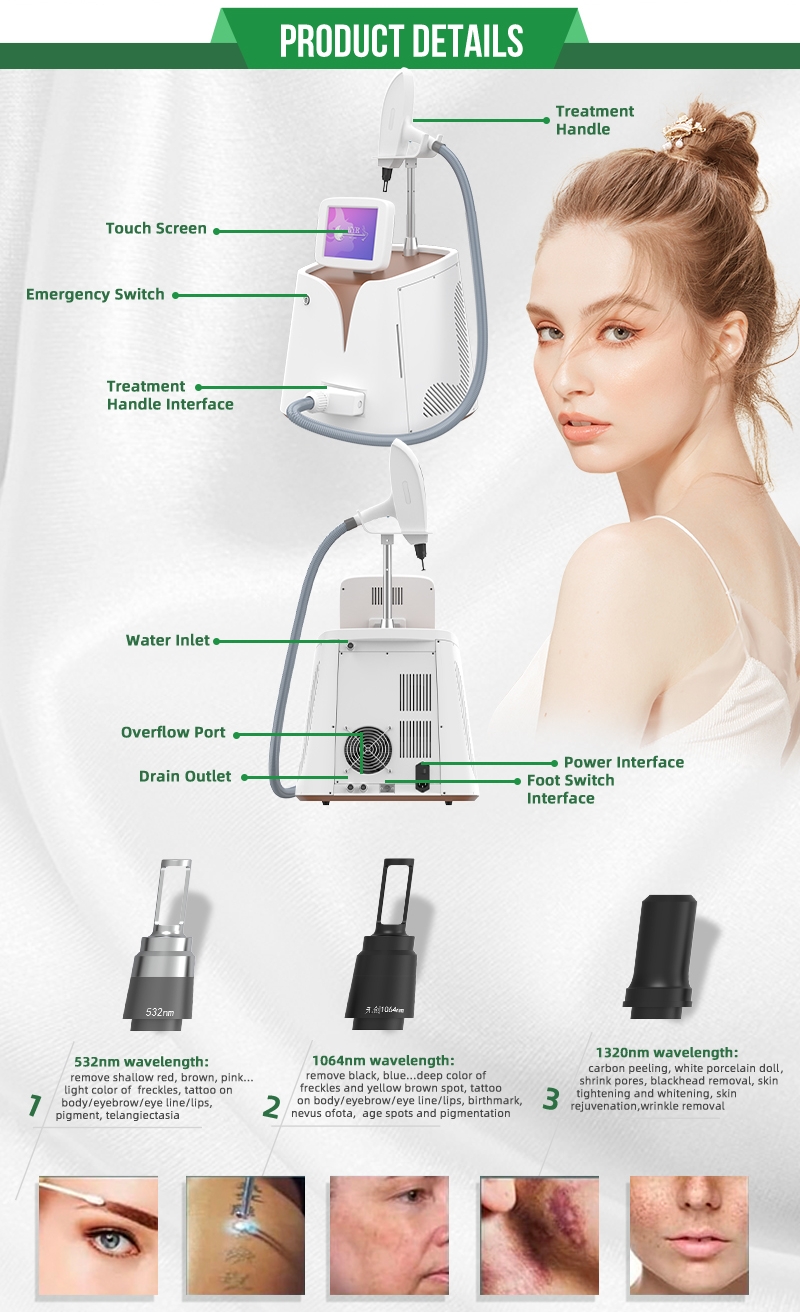 New Portable Q-Switche Nd Yag Laser Pigment Removal Machine