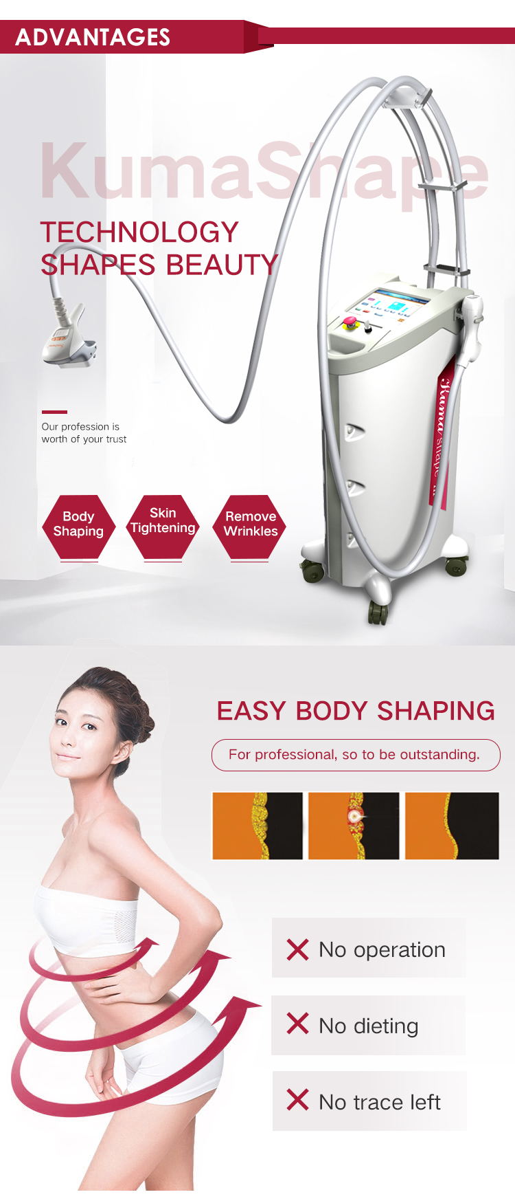 Kuma Shape 3 RF Vacuum Massage Cellulite Removal  Slimming Machine