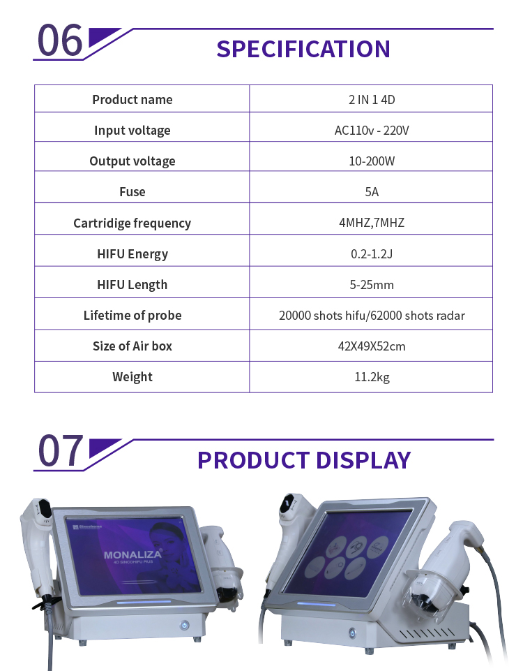 4D HIFU Liposonic 2 in 1 Skin Tightening Slimming Machine