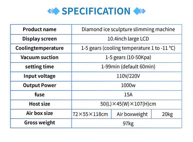 2 Handles 360° Diomand Ice Sculpture Slimming Machine